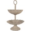 Clayre & Eef Etagere 2-poschodová Ø 15x24 cm sivobéžová