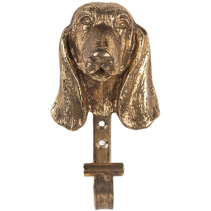 Clayre & Eef 6Y5890 Nástenný vešiak 7x5x13 cm zlatý