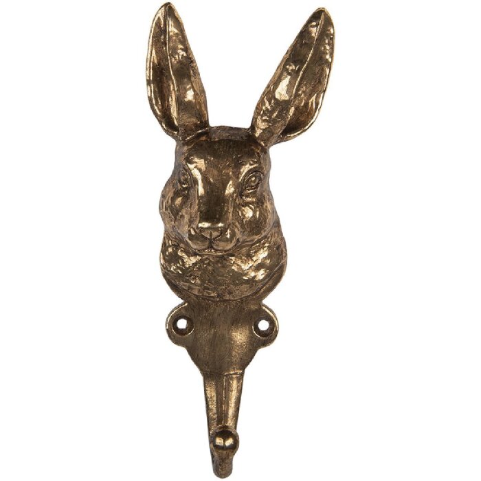 Clayre & Eef 6Y5891 Nástenný vešiak 7x4x18 cm zlatý