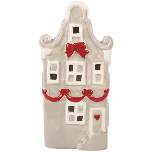 Clayre & Eef Dekoračný LED domček 11x9x22 cm sivobielý