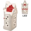 Clayre & Eef Dekoračný LED domček 11x9x22 cm sivobielý