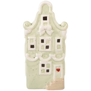 Clayre & Eef Dekoračný domček LED 11x9x22 cm zelený