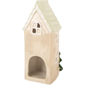 Clayre & Eef Domček 9x8x20 cm - Keramická vianočná dekorácia