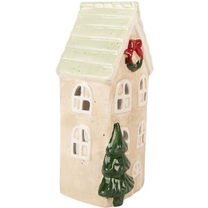 Clayre & Eef Domček 9x8x20 cm - Keramická vianočná dekorácia