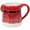 Clayre & Eef Hrčok 15x10x19 cm 450ml Červeno-biely