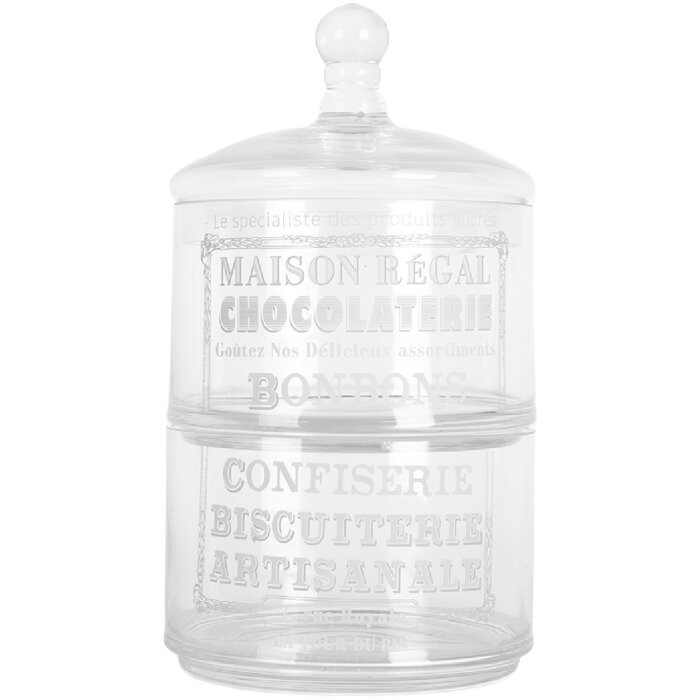 Clayre & Eef 6GL5209 Sklená nádoba s vekom 17x30 cm