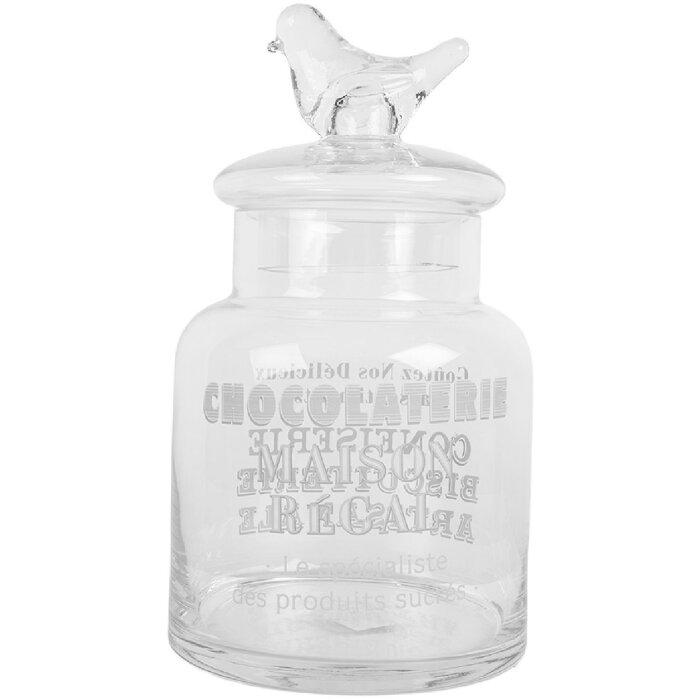 Clayre & Eef Sklenená nádoba s vekom 13x23 cm