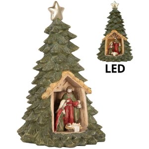 Clayre & Eef Vianočný stromček s LED 15x24 cm