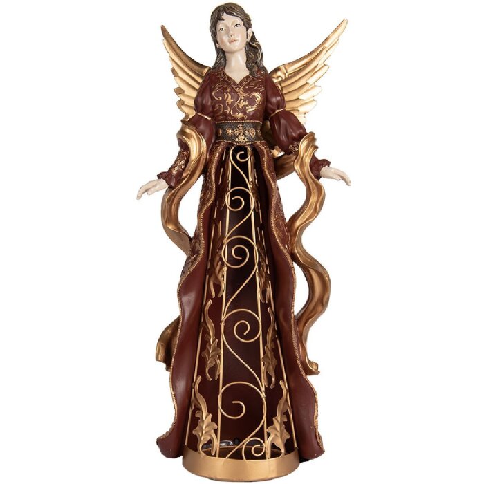 Clayre & Eef 6PR5406 Dekoratívny anjel 22x15x46 cm červeno-zlatý