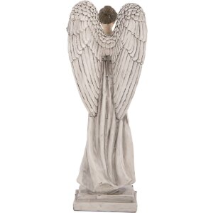 Clayre & Eef Anjel Dekorácia 9x8x23 cm Bielo Sivá