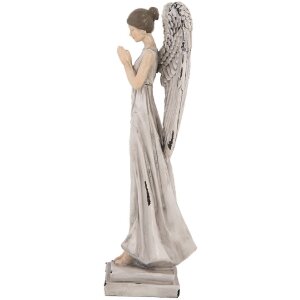 Clayre & Eef Anjel Dekorácia 9x8x23 cm Bielo Sivá