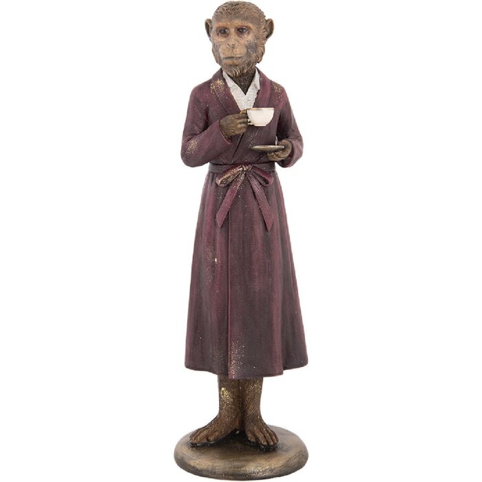 Dekorácia opica Clayre & Eef 9x8x28 cm hnedá, červená