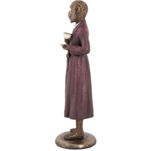 Dekorácia opica Clayre & Eef 9x8x28 cm hnedá, červená