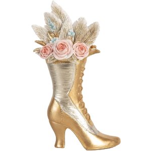Clayre & Eef Dekoračná obuv 14x7x22 cm zlatá