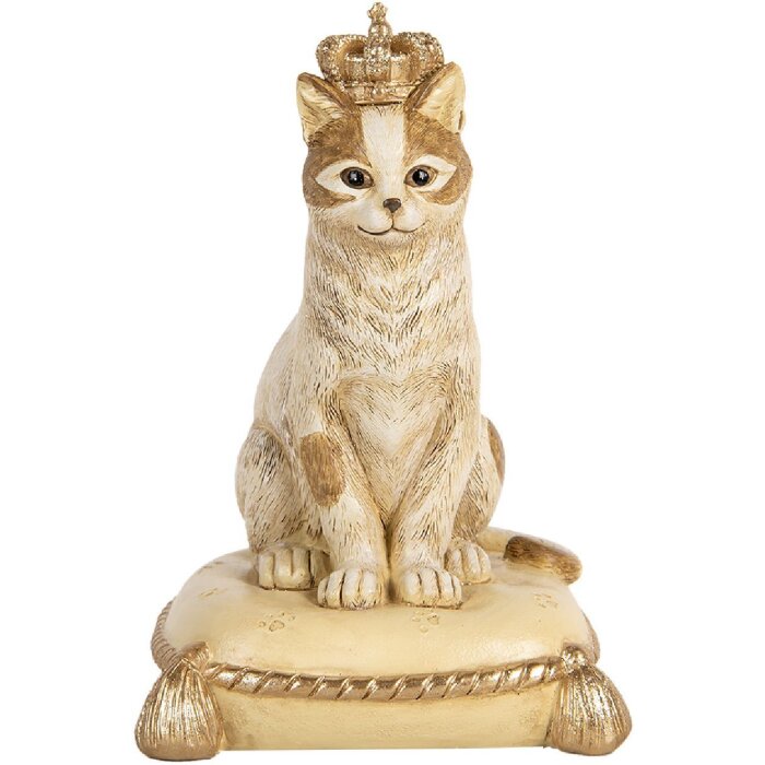 Clayre & Eef Pokladnička Mačka Béžová 13x13x20 cm