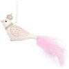 Clayre & Eef Závesný vtáčik 8x5x5 cm biely/ružový