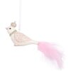 Clayre & Eef Závesný vtáčik 8x5x5 cm biely/ružový
