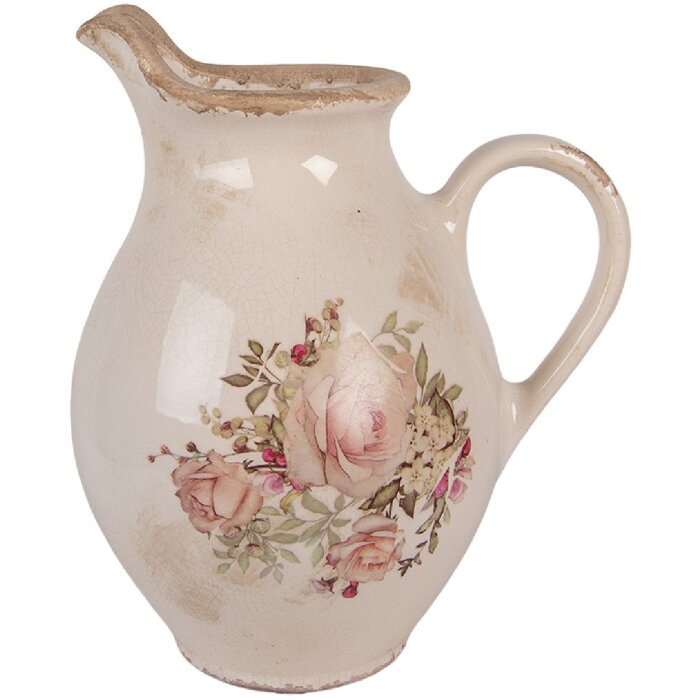 Clayre & Eef Váza Dekoračná 21x16x24 cm Béžovo-ružová