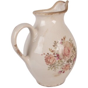 Clayre & Eef Váza Dekoračná 21x16x24 cm Béžovo-ružová