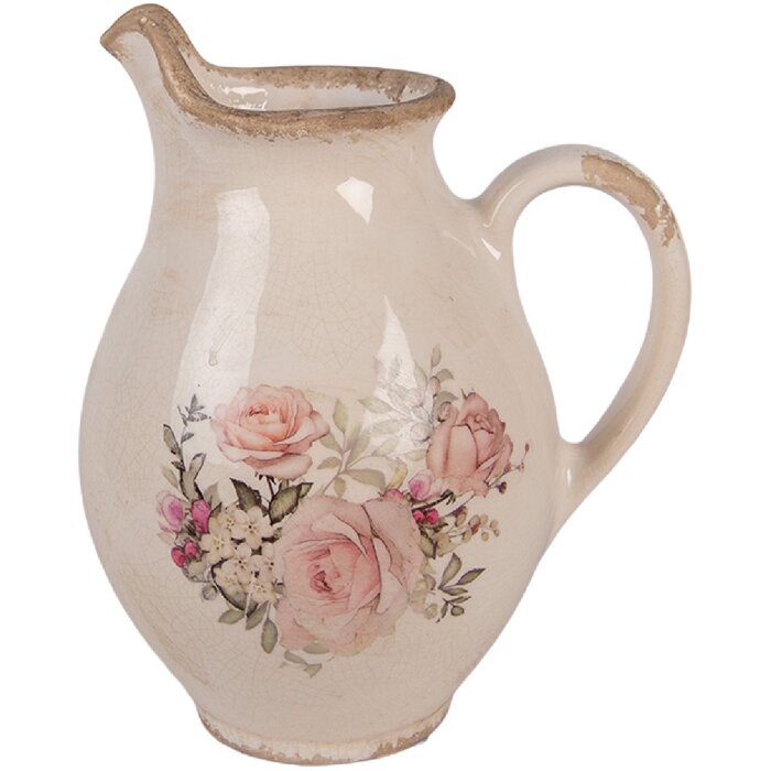 Clayre & Eef Váza Dekoratívna Béžovo-ružová 16x12x19 cm