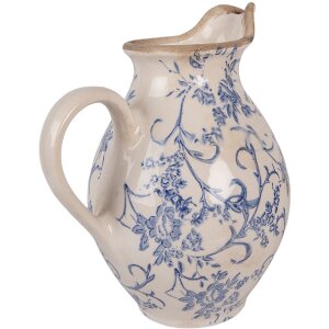 Clayre & Eef Dekoračná váza 21x16x24 cm béžovo-modrá