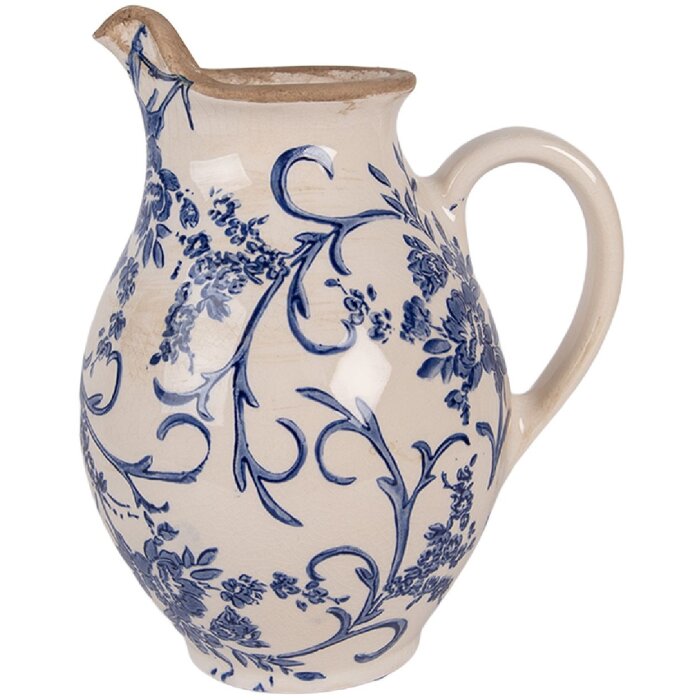 Clayre & Eef 6CE2238S Dekoratívna váza 16x12x19 cm béžovo-modrá