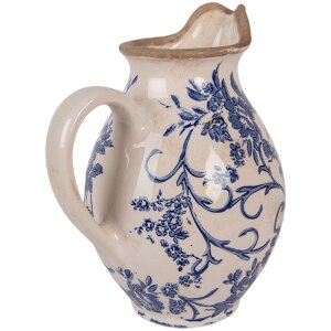 Clayre & Eef 6CE2238S Dekoratívna váza 16x12x19 cm béžovo-modrá