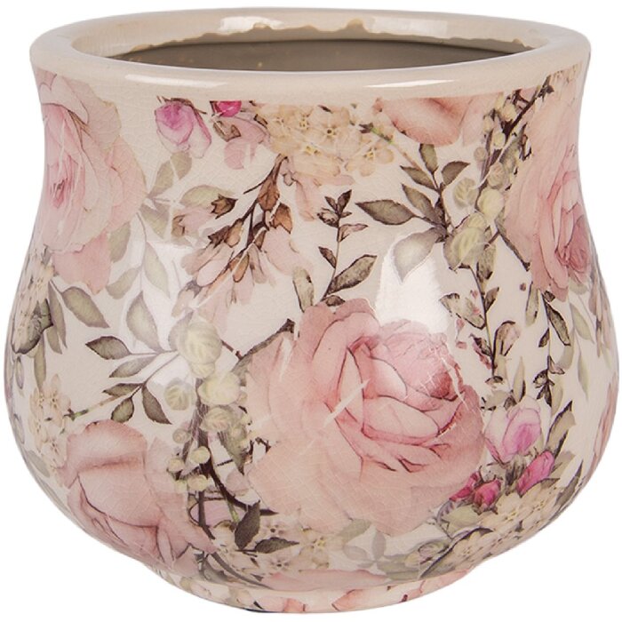 Clayre & Eef 6CE2241S Kvetináč Ø 15x13 cm Béžovo-Ružový