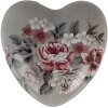 Clayre & Eef Dekoračné srdce 8x8x4 cm sivoružové