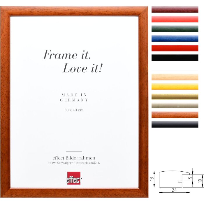 Effect Holz-Bilderrahmen Profil 43 mittelbreit Massivholz viele Farben wählbar
