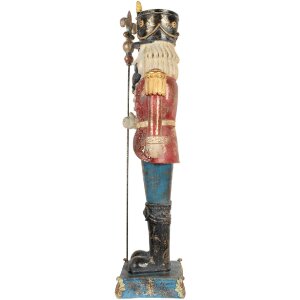 Clayre & Eef 5PR0187 Dekoračný orechový luskáčik 31x23x99 cm modro-červený