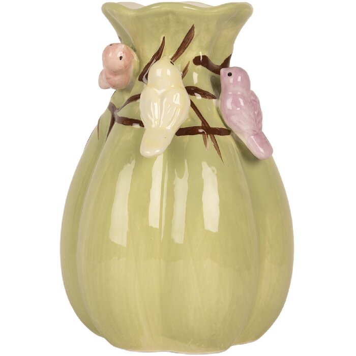 Clayre & Eef Váza Ø 14x21 cm, zelená a ružová