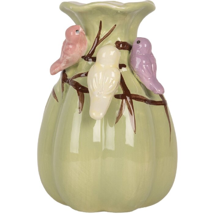 Clayre & Eef Váza 10x14 cm Zelená & Ružová