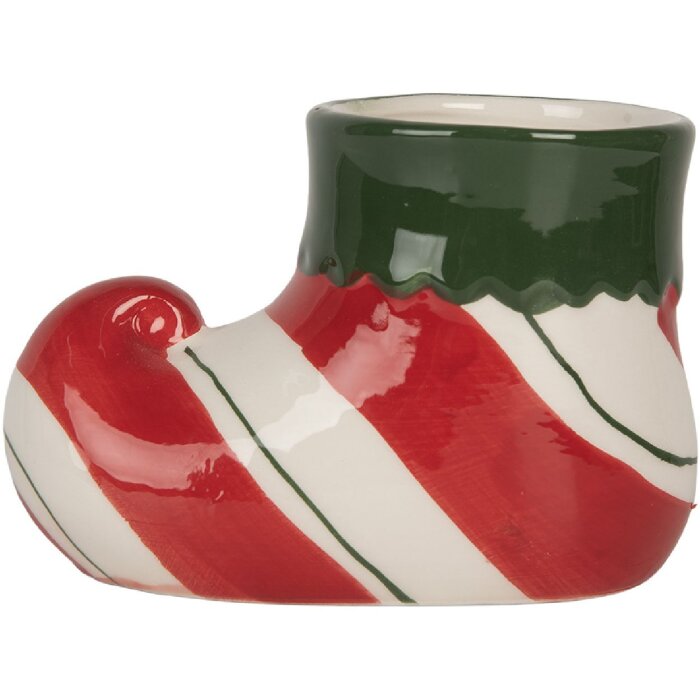 Clayre & Eef 6CE2317 Dekoratívny kvetináč 15x8x10 cm červeno-zelený