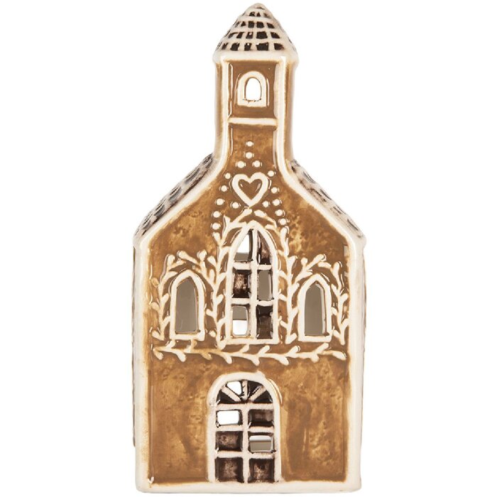 Clayre & Eef Svietnik Domček 8x7x17 cm Hnedá/Biela