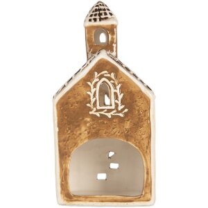 Clayre & Eef Svietnik Domček 8x7x17 cm Hnedá/Biela