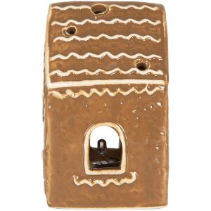 Clayre & Eef Dekoračný domček s LED 8x6x10 cm hnedá/biela