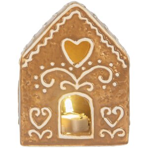 Clayre & Eef Dekoračný domček s LED 8x6x10 cm hnedá/biela
