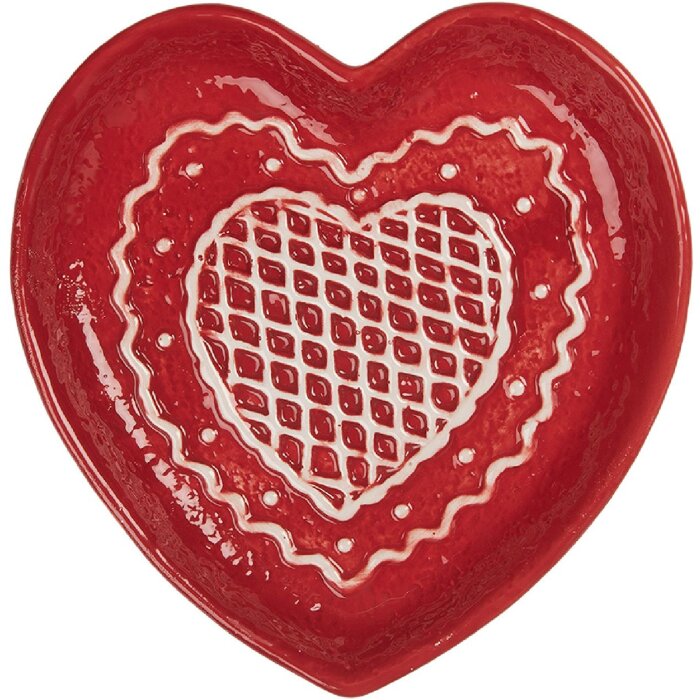 Clayre & Eef 6CE2359 Malý tanier 17x17x3 cm červeno-biely