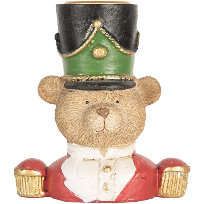 Clayre & Eef Svietnik Medveď 9x6x10 cm Hnedo-červený