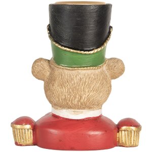 Clayre & Eef Svietnik Medveď 9x6x10 cm Hnedo-červený