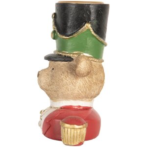 Clayre & Eef Svietnik Medveď 9x6x10 cm Hnedo-červený