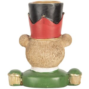 Clayre & Eef Svietnik Medveď 9x6x10 cm Hnedo-zelený