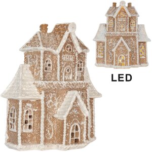 Clayre & Eef Dekoračný domček s LED 18x9x20 cm