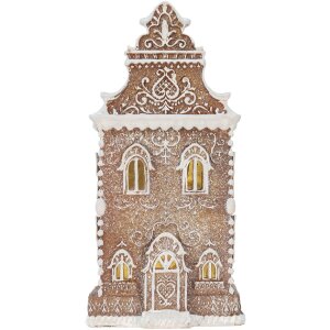 Clayre & Eef 6PR5806 LED Dom Dekorácia 17x15x35 cm Hnedo-Biela