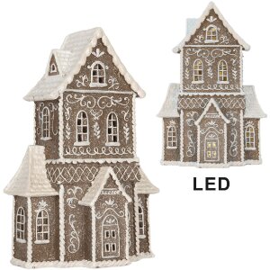 Clayre & Eef Dekoračný domček s LED 23x11x33 cm