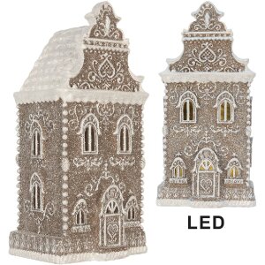 Clayre & Eef Dekoračný domček s LED 17x15x35 cm