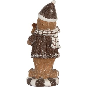 Clayre & Eef Dekorácia Perníkový Mužik 8x8x20 cm Hnedá/Biela