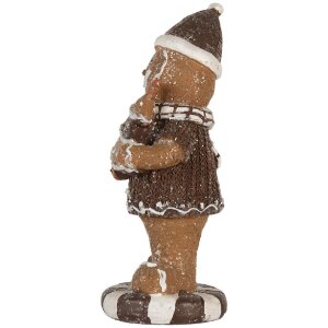 Clayre & Eef Dekorácia Perníkový Mužik 8x8x20 cm Hnedá/Biela
