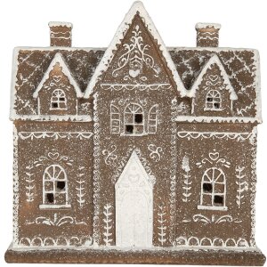 Clayre & Eef Dekoračný domček s LED 26x10x25 cm hnedá/biela